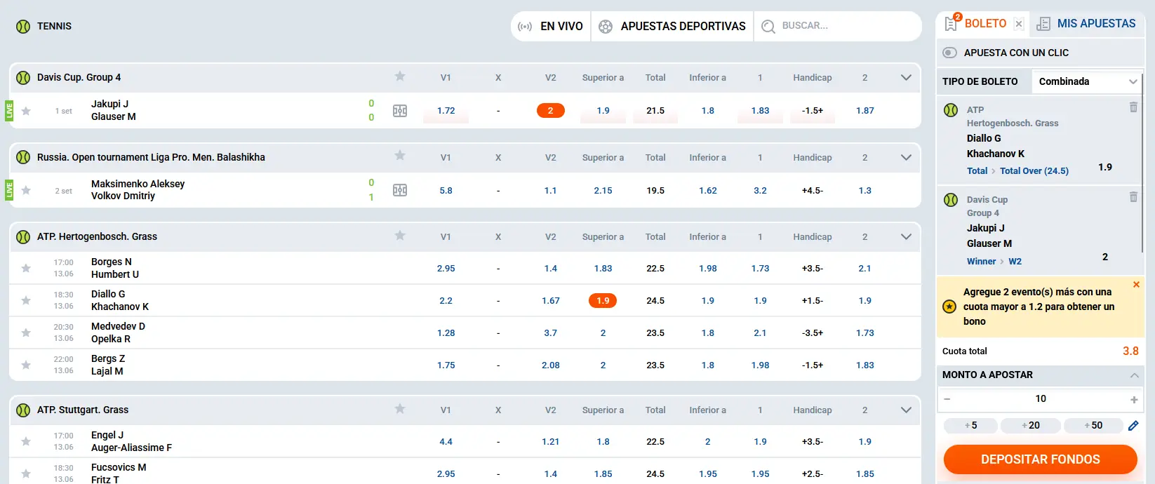 Cómo hacer apuestas de tenis en Mostbet