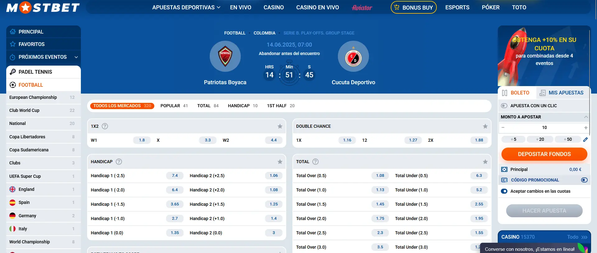 Métodos de apuestas de fútbol en Mostbet