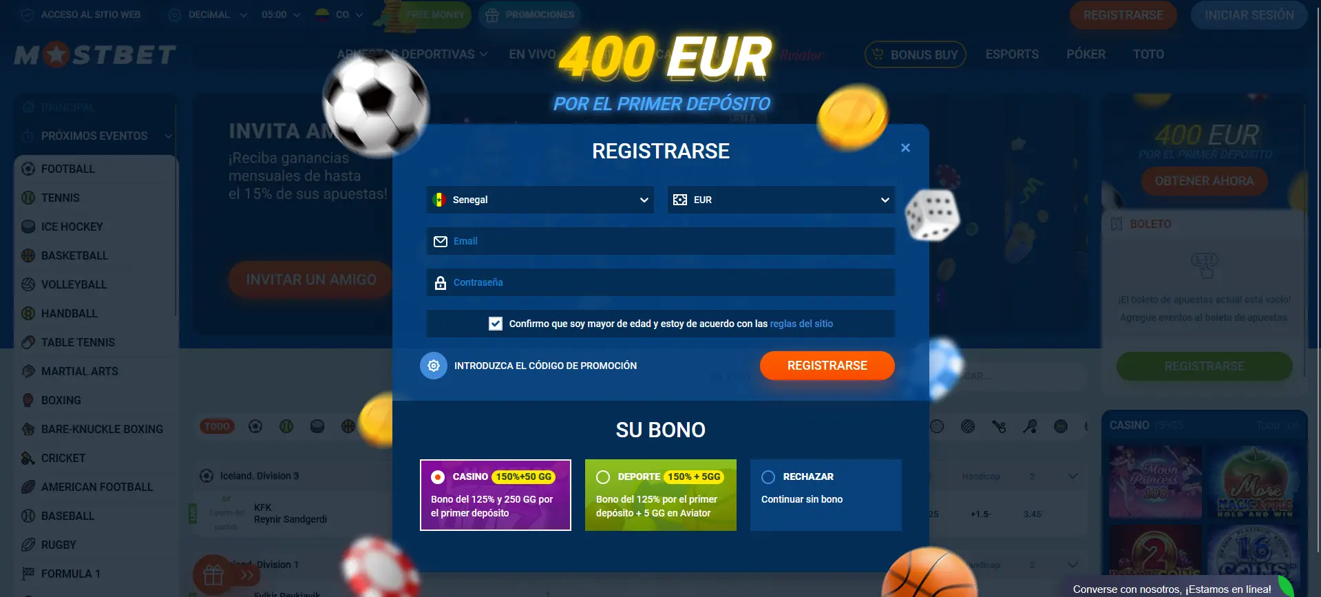 Registro en Mostbet