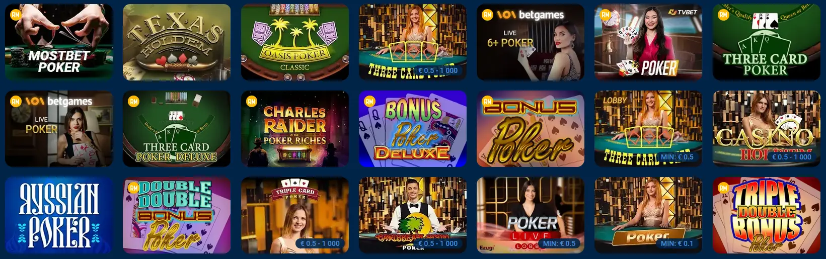 Variedades de póker en Mostbet